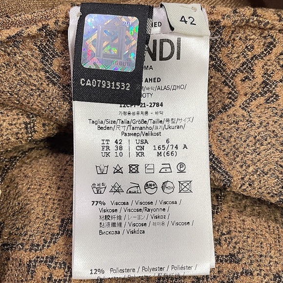 Fendi Karligraphy Velvet Logo Brown Tan Straight Leg Trousers 42IT/ 8US - Picture 7 of 14